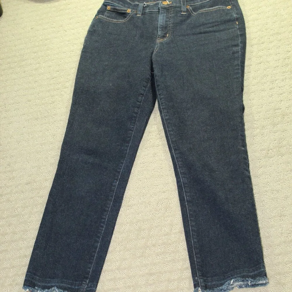 J. Crew Size 28 Essential Straight Raw Hem Dark Wash Blue Jeans